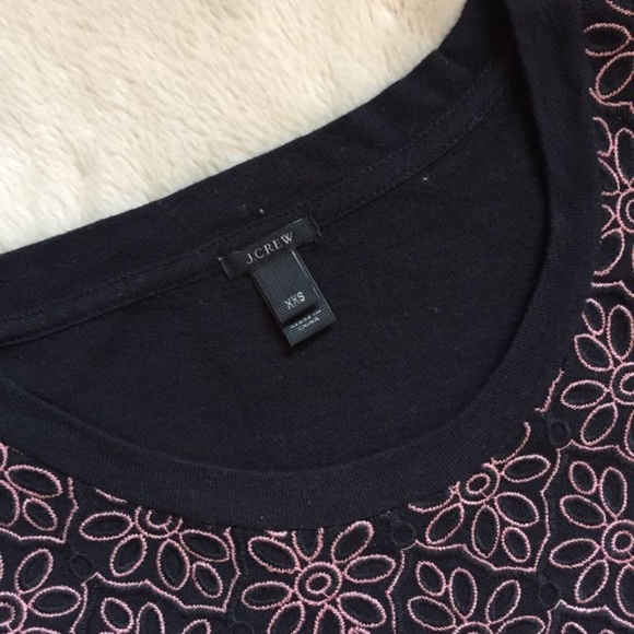 J Crew Black and Pink Embroidered Top - Picture 4 of 4